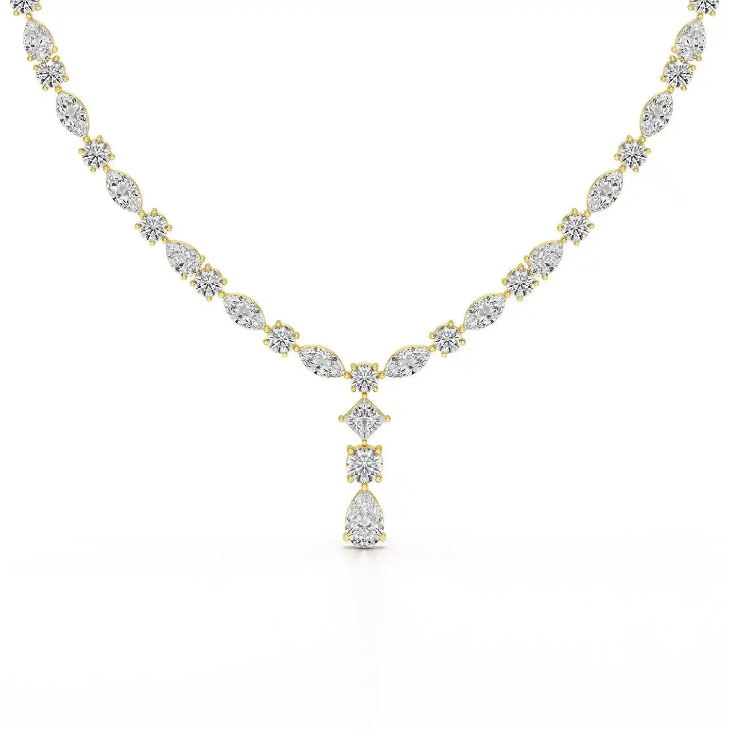 36.46 CT Lab Diamond Round Marquise Necklace Jama Jewels