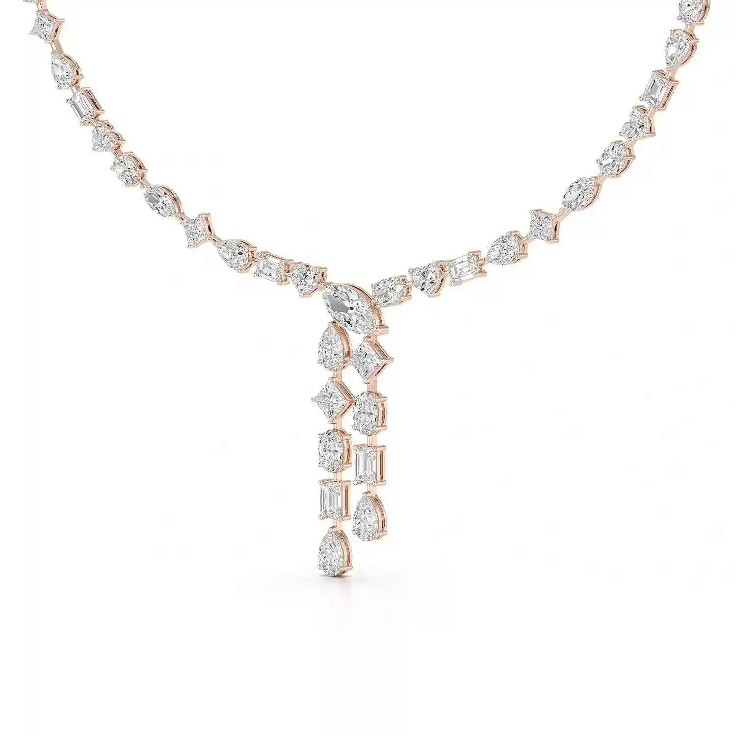 33.14 CT Lab Diamond Heart Cut Marquise Necklace Jama Jewels