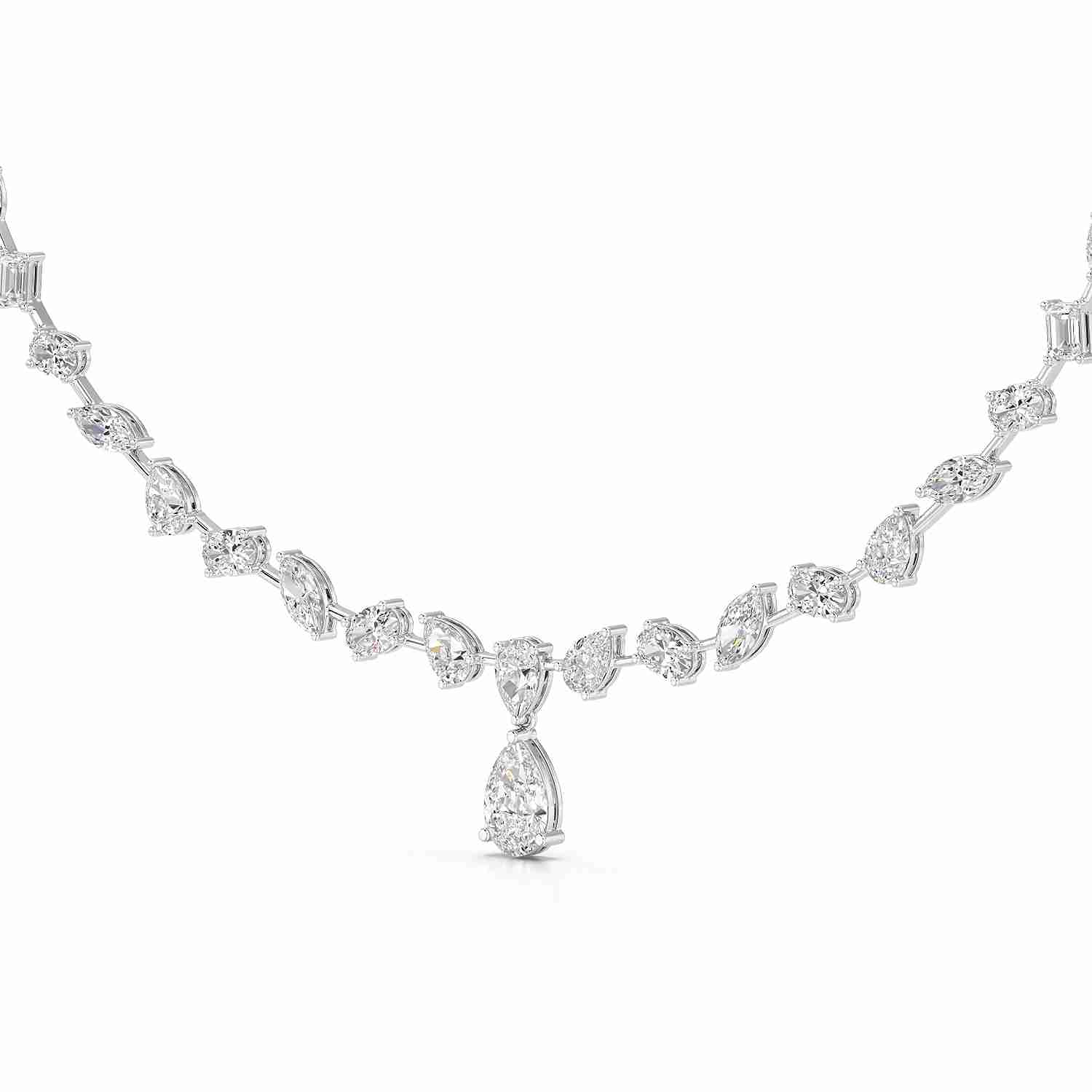 20.83 CT Lab Diamond Pear Cut Emerald Necklace Jama Jewels