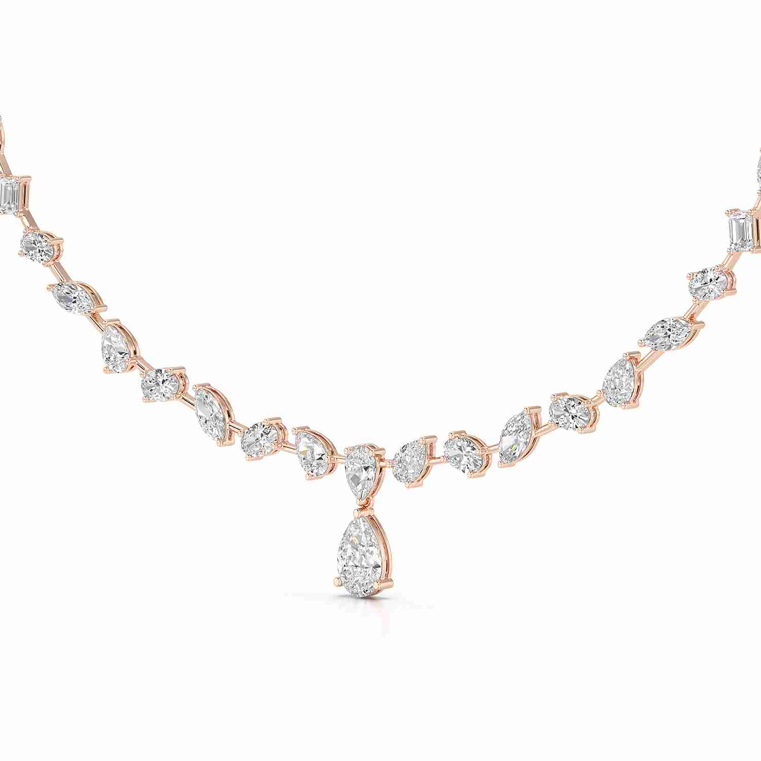 20.83 CT Lab Diamond Pear Cut Emerald Necklace Jama Jewels