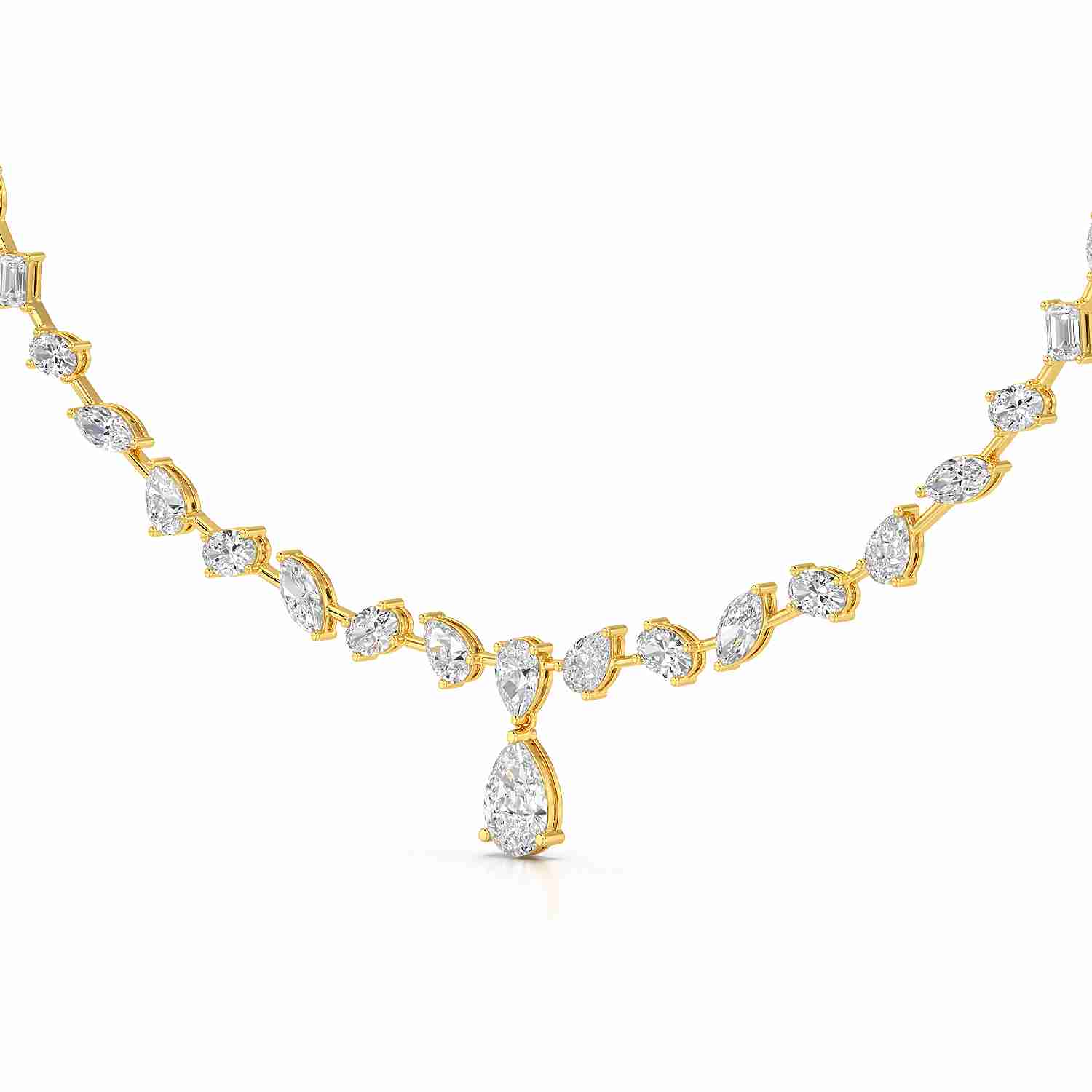 20.83 CT Lab Diamond Pear Cut Emerald Necklace Jama Jewels