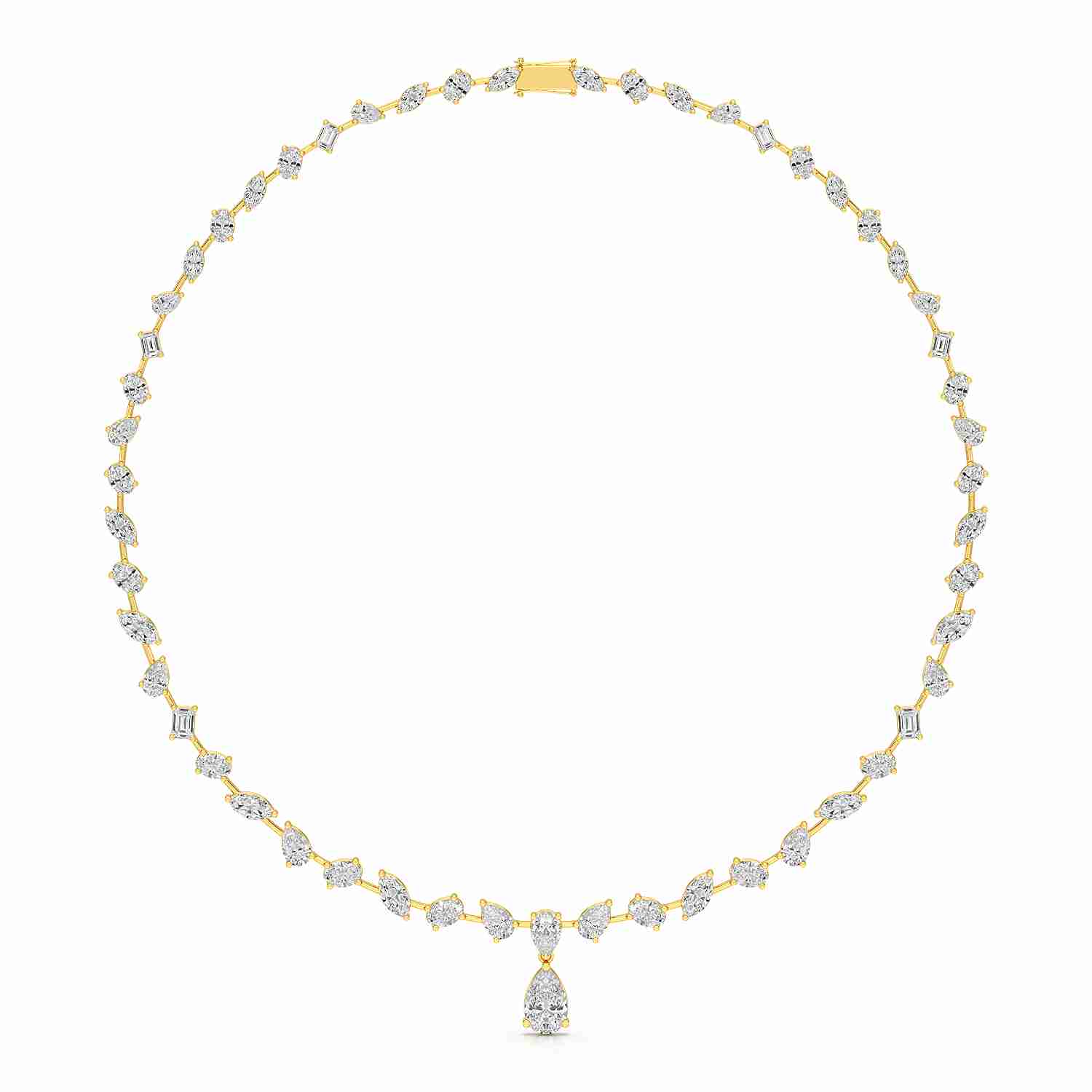 20.83 CT Lab Diamond Pear Cut Emerald Necklace Jama Jewels