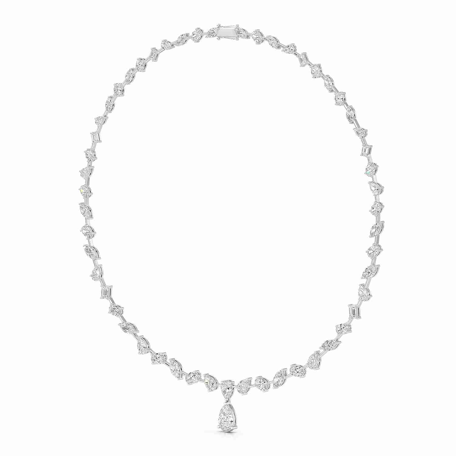 20.83 CT Lab Diamond Pear Cut Emerald Necklace Jama Jewels
