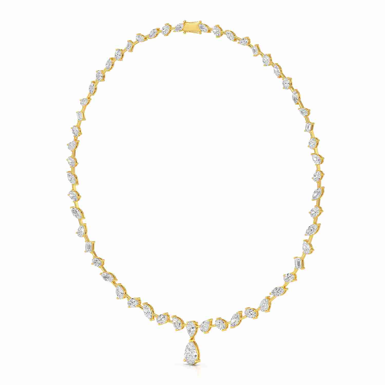 20.83 CT Lab Diamond Pear Cut Emerald Necklace Jama Jewels
