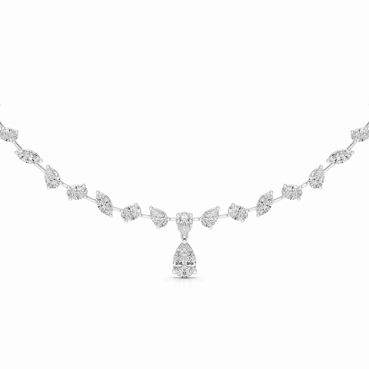20.83 CT Lab Diamond Pear Cut Emerald Necklace Jama Jewels