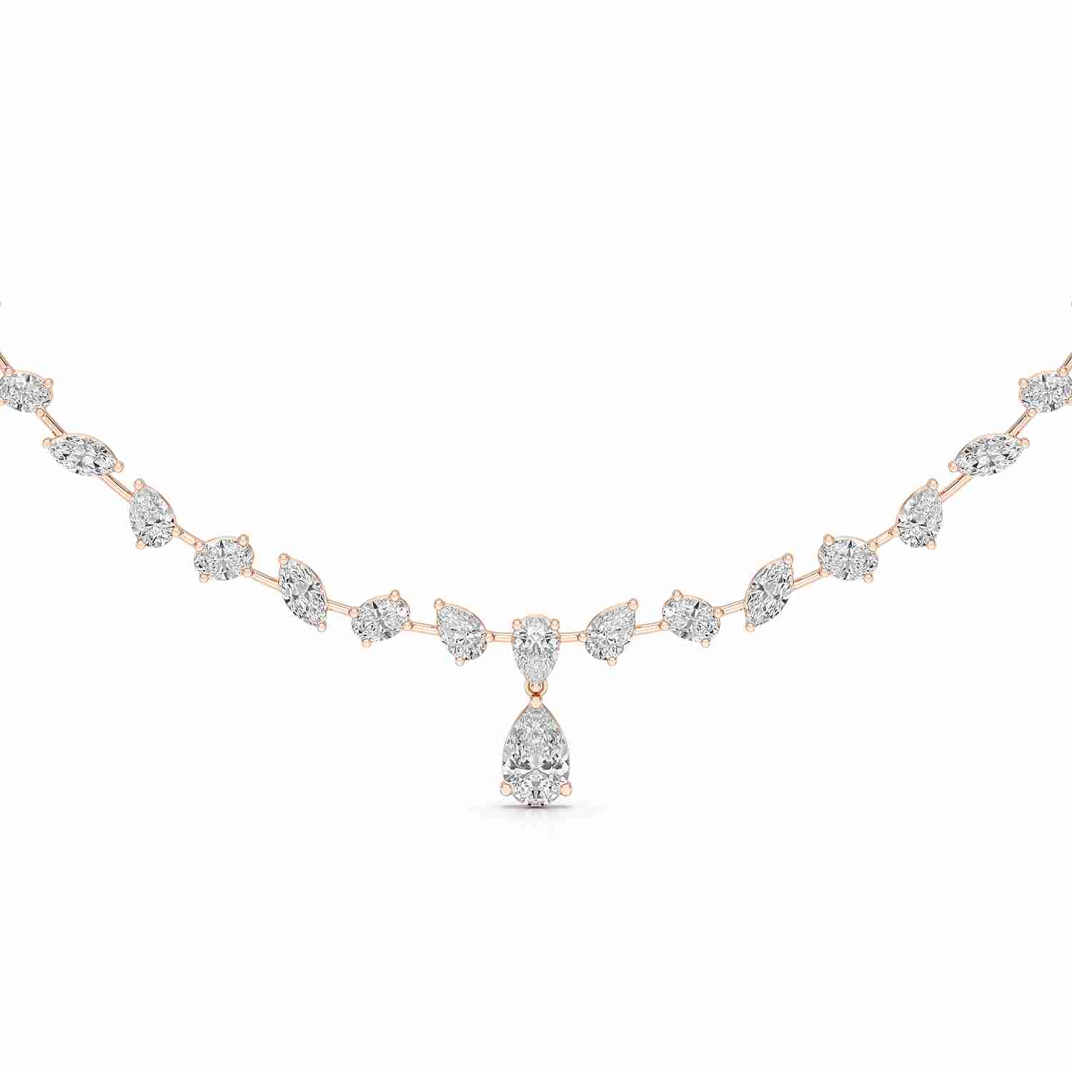 20.83 CT Lab Diamond Pear Cut Emerald Necklace Jama Jewels