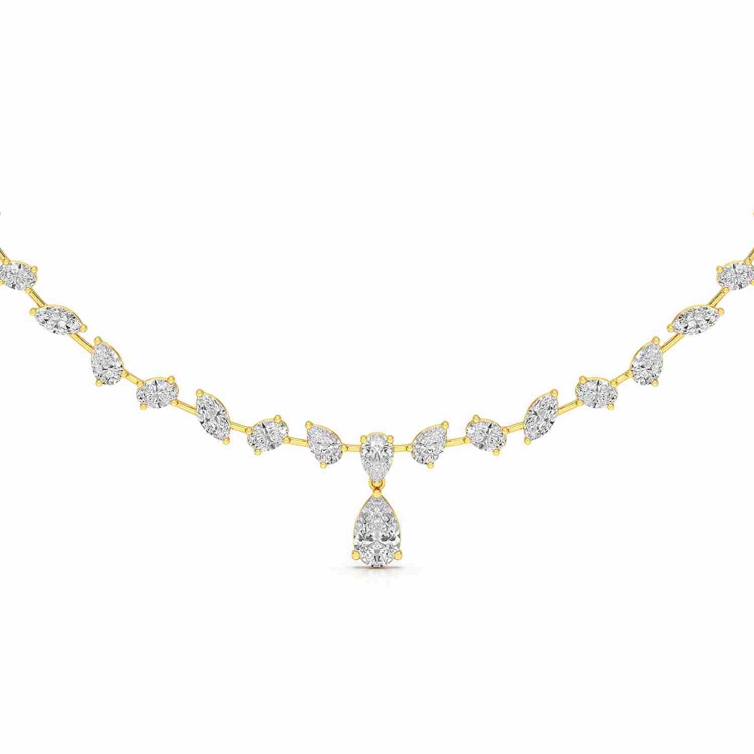 20.83 CT Lab Diamond Pear Cut Emerald Necklace Jama Jewels