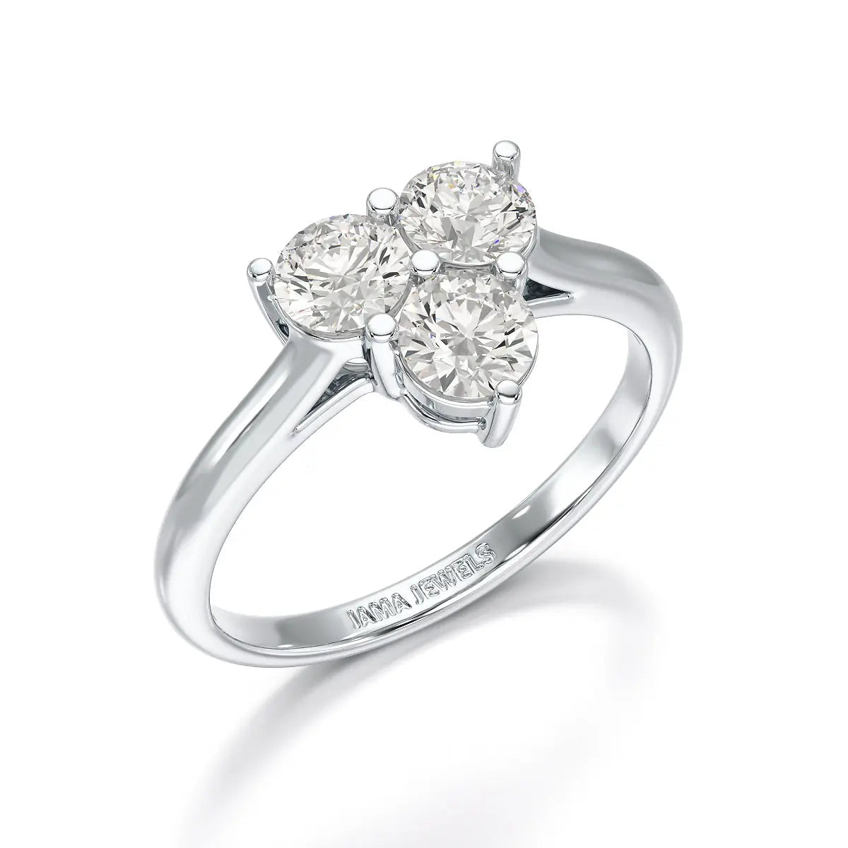 3 Stone Triangle Cut 1.03 CT Lab Diamond Engagement Ring - Jama Jewels