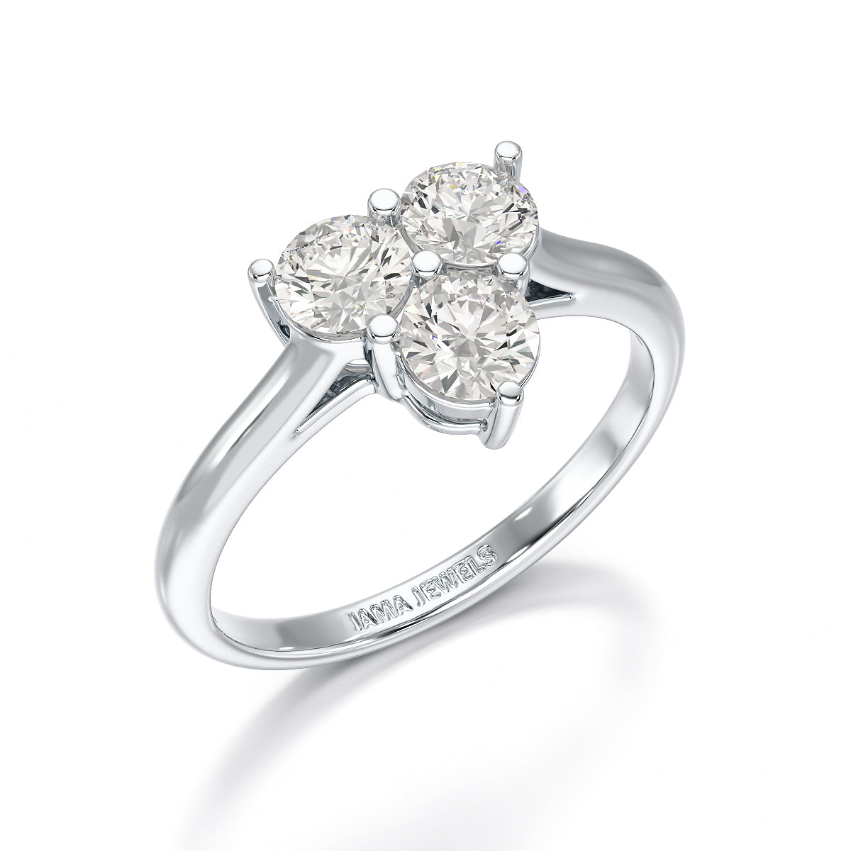 3 Stone Triangle Cut 1.03 CT Lab Diamond Engagement Ring - Jama Jewels