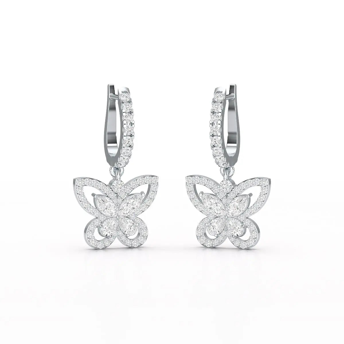 0.98 CT Lab Diamond Dangle Hoop Earrings