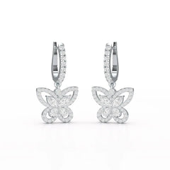 0.98 CT Lab Diamond Dangle Hoop Earrings