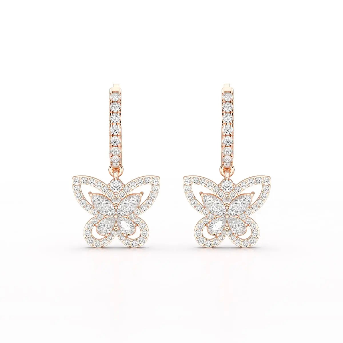 0.98 CT Lab Diamond Dangle Hoop Earrings