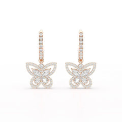 0.98 CT Lab Diamond Dangle Hoop Earrings