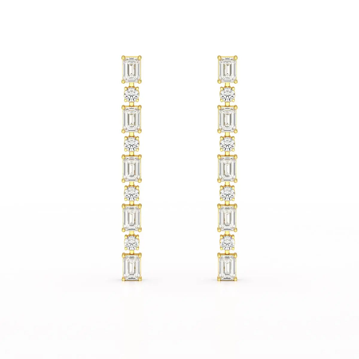 8.27 CT Lab Diamond Emerald Cut Dangle Drop Earring
