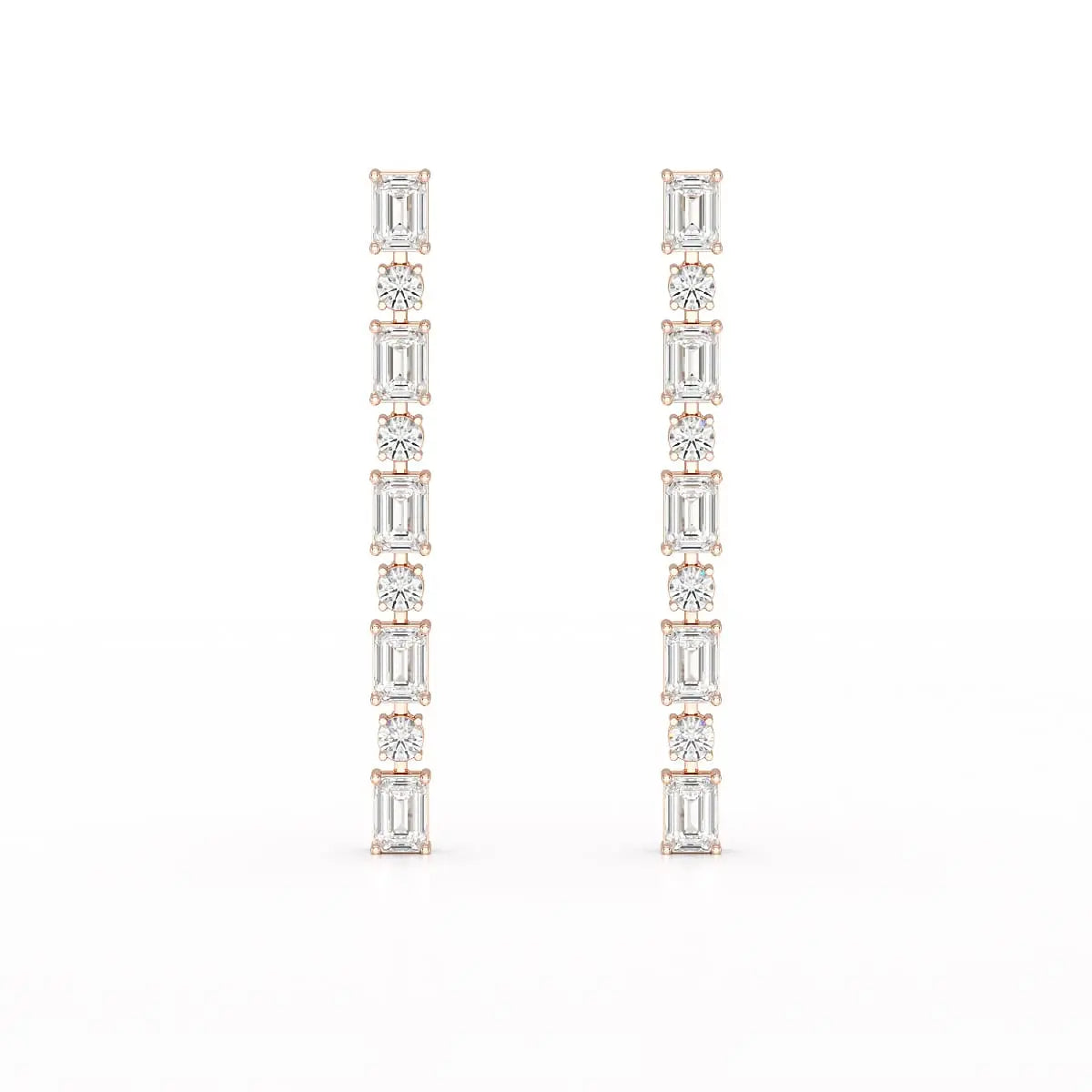 8.27 CT Lab Diamond Emerald Cut Dangle Drop Earring