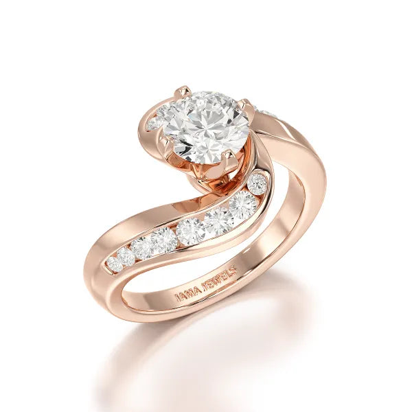 Lab Diamond Twist Design 1.61 CT Engagement Ring - Jama Jewels