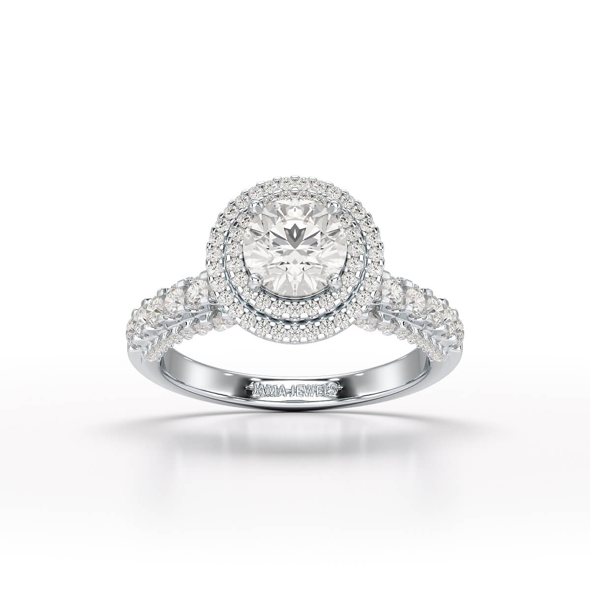 White Gold 2.3 CT Lab Diamond Engagement Ring - Jama Jewels