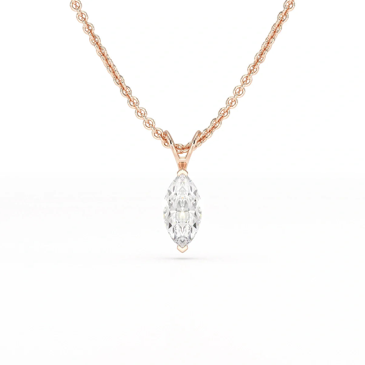 1 CT Lab Grown Diamond Marquise Solitaire Pendant