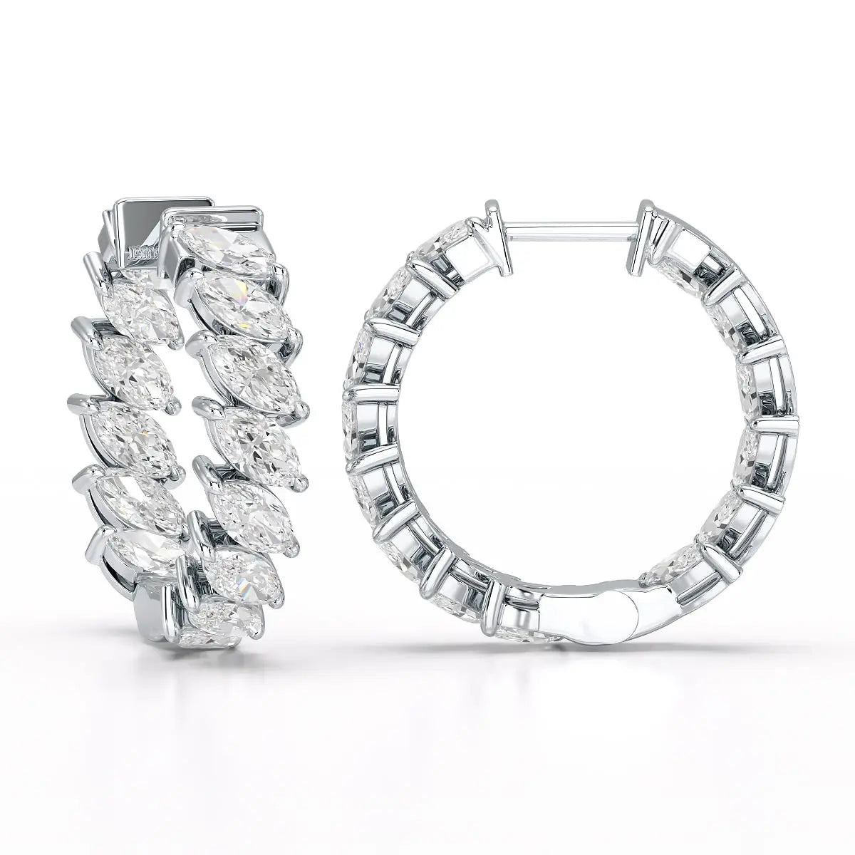 3.4 CT Marquise Cut Lab Diamond Hoop Earrings Jama Jewels