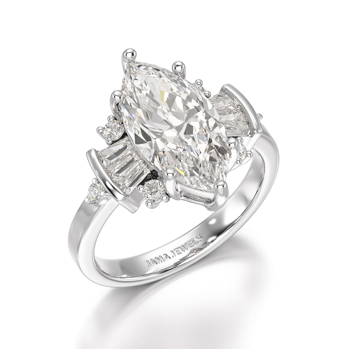 Marquise 3.49 Carat Lab Grown Diamond Wedding Ring - Jama Jewels