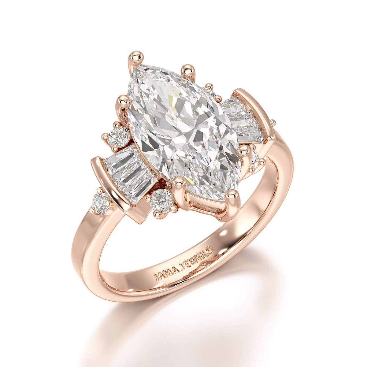 Marquise 3.49 Carat Lab Grown Diamond Wedding Ring - Jama Jewels