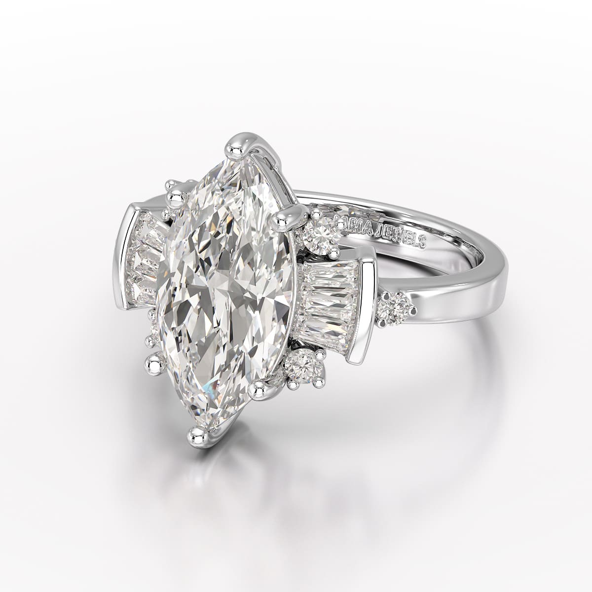 Marquise 3.49 Carat Lab Grown Diamond Wedding Ring - Jama Jewels