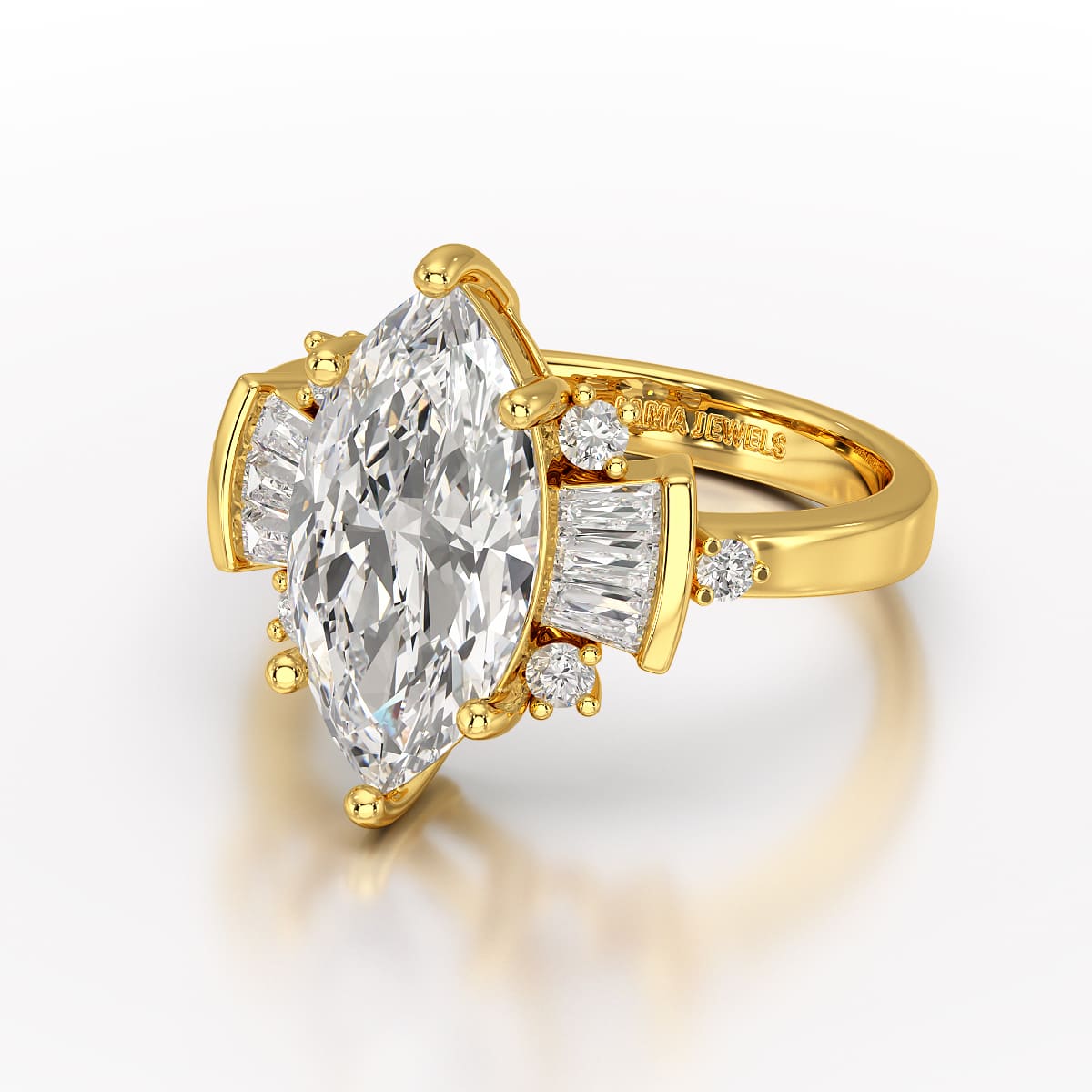 Marquise 3.49 Carat Lab Grown Diamond Wedding Ring - Jama Jewels
