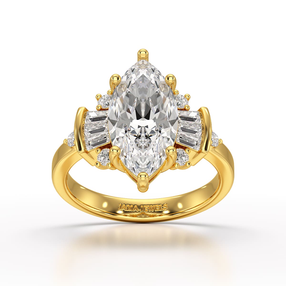 Marquise 3.49 Carat Lab Grown Diamond Wedding Ring - Jama Jewels