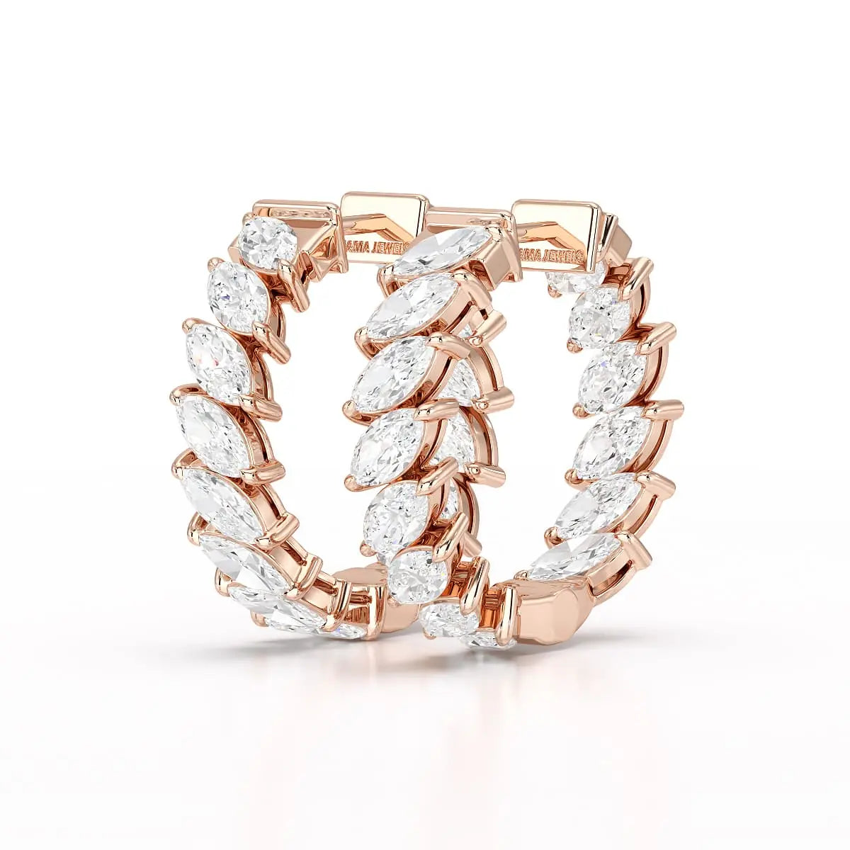 3.4 CT Marquise Cut Lab Diamond Hoop Earrings Jama Jewels