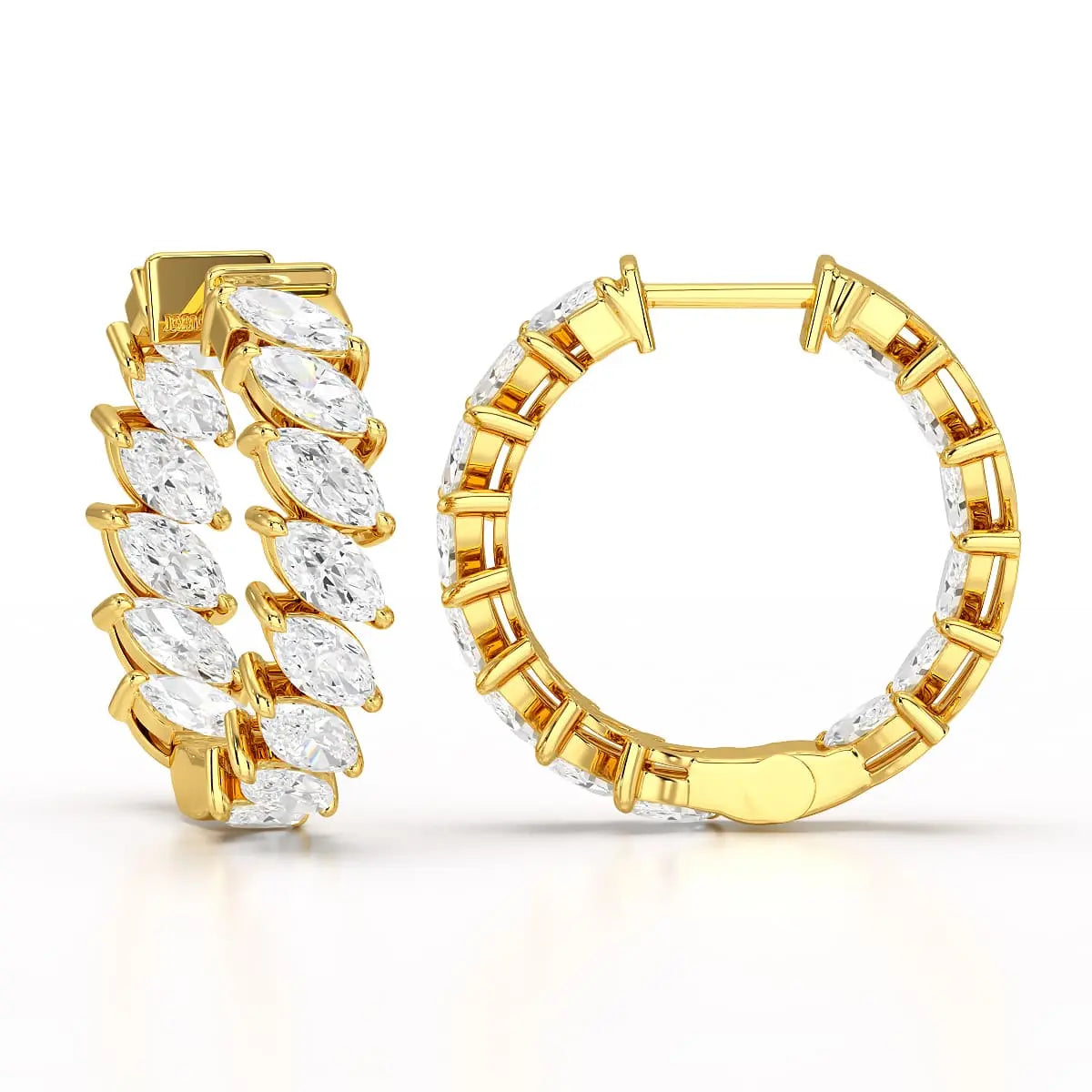 3.4 CT Marquise Cut Lab Diamond Hoop Earrings Jama Jewels