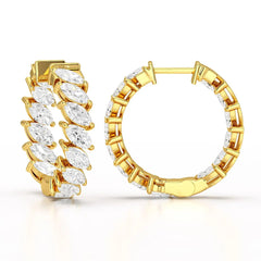 3.4 CT Marquise Cut Lab Diamond Hoop Earrings Jama Jewels