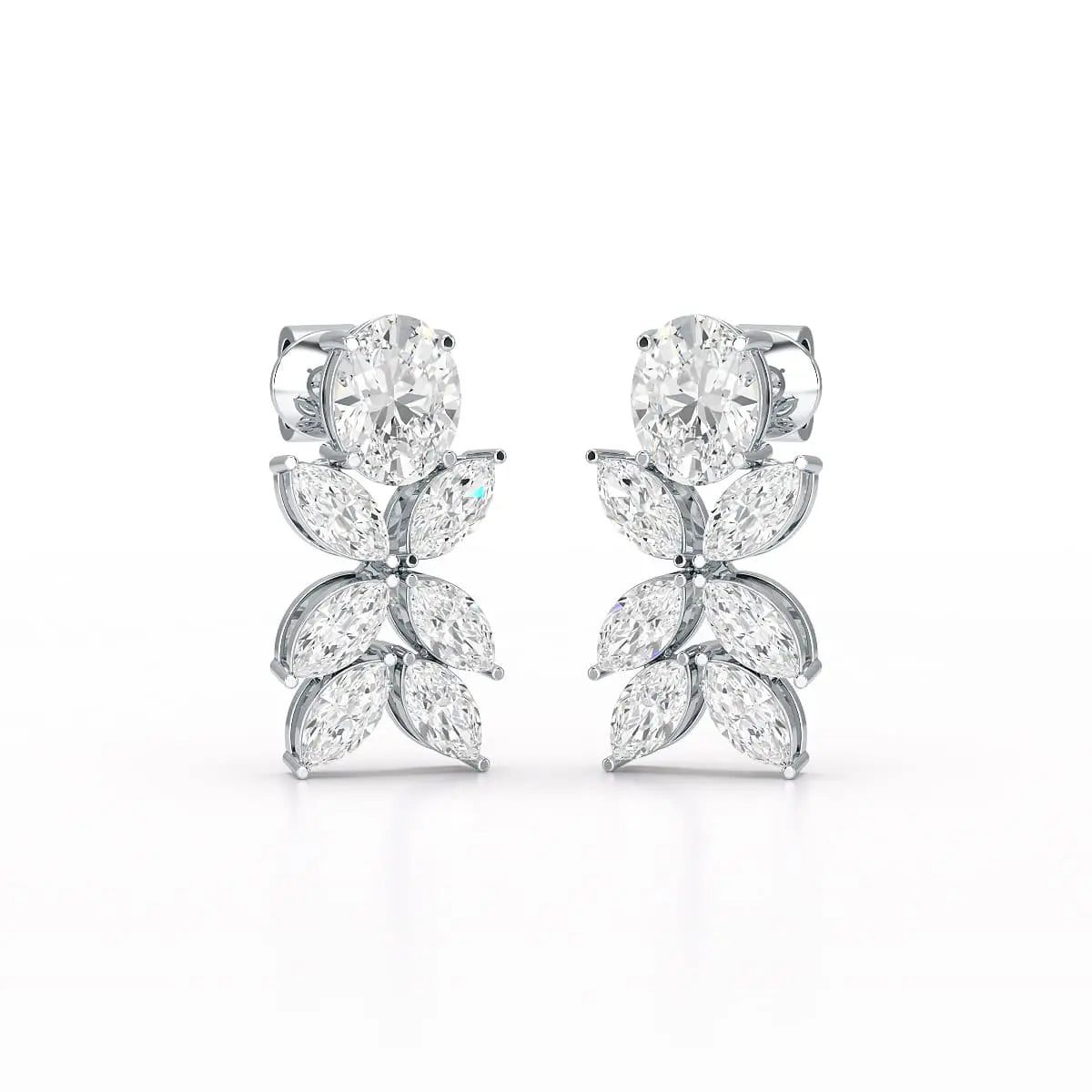 6.45 CT Marquise and Oval Cut Drop Earrings