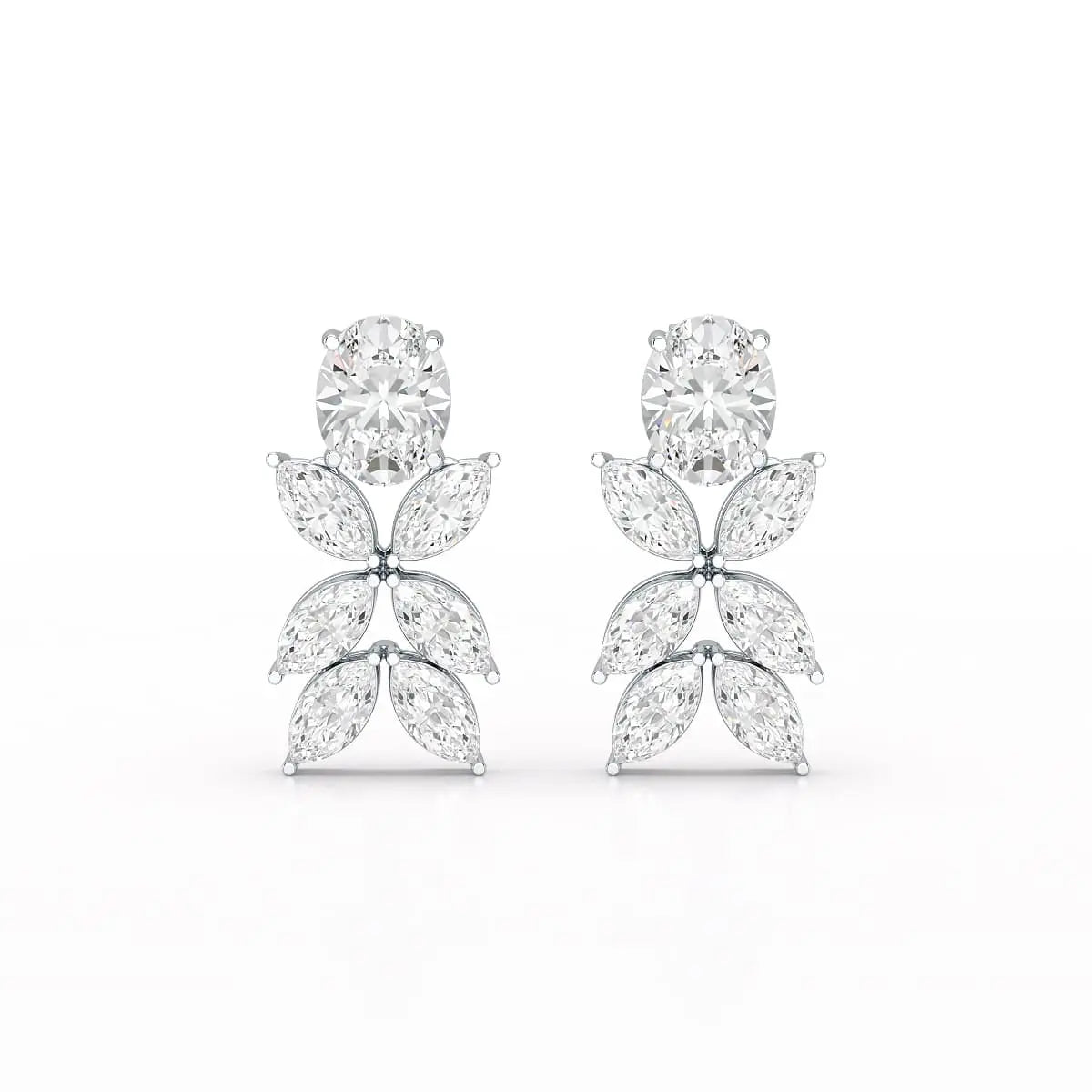 6.45 CT Marquise and Oval Cut Drop Earrings