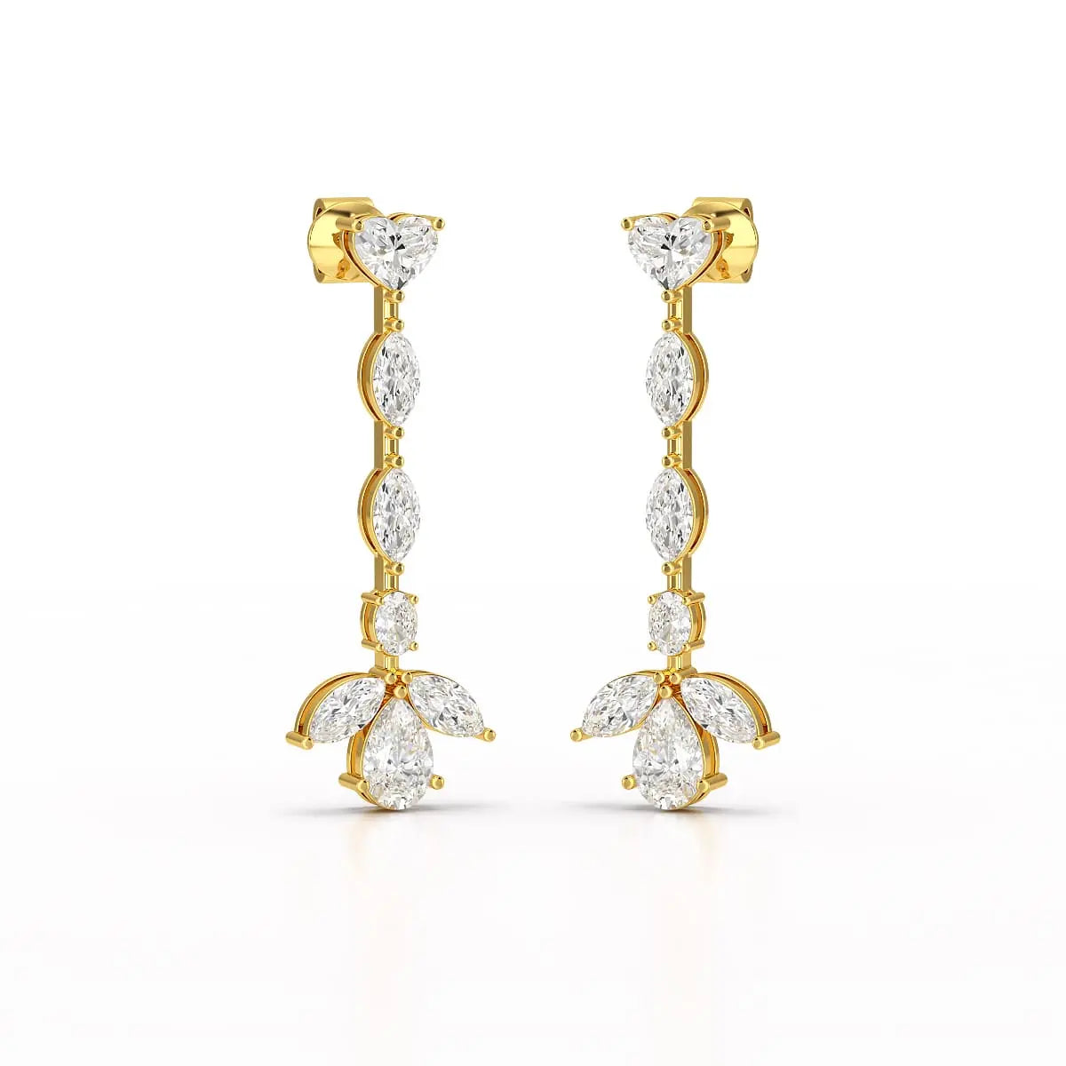 6 CT Multi shape Dangle Lab Diamond Earrings
