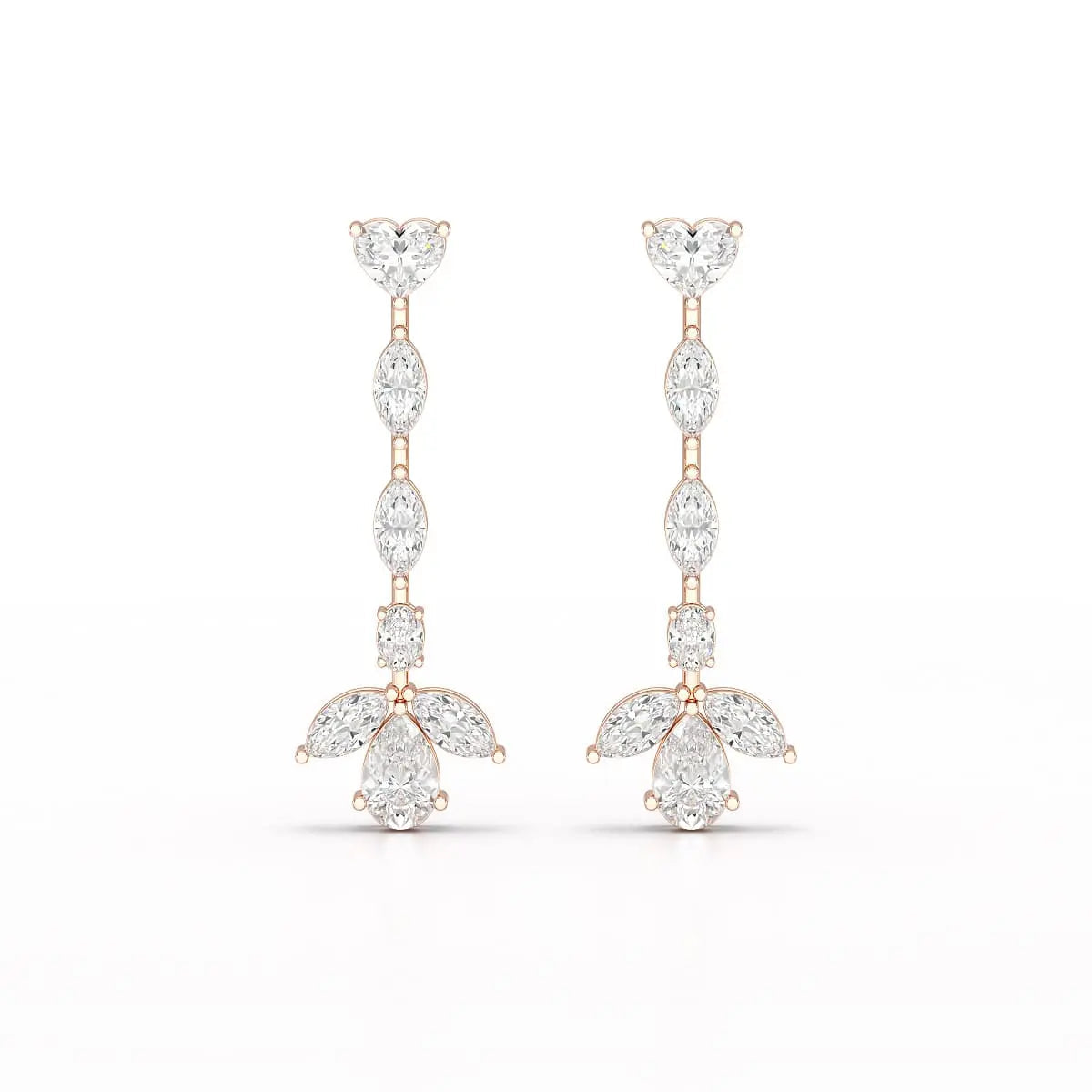 6 CT Multi shape Dangle Lab Diamond Earrings
