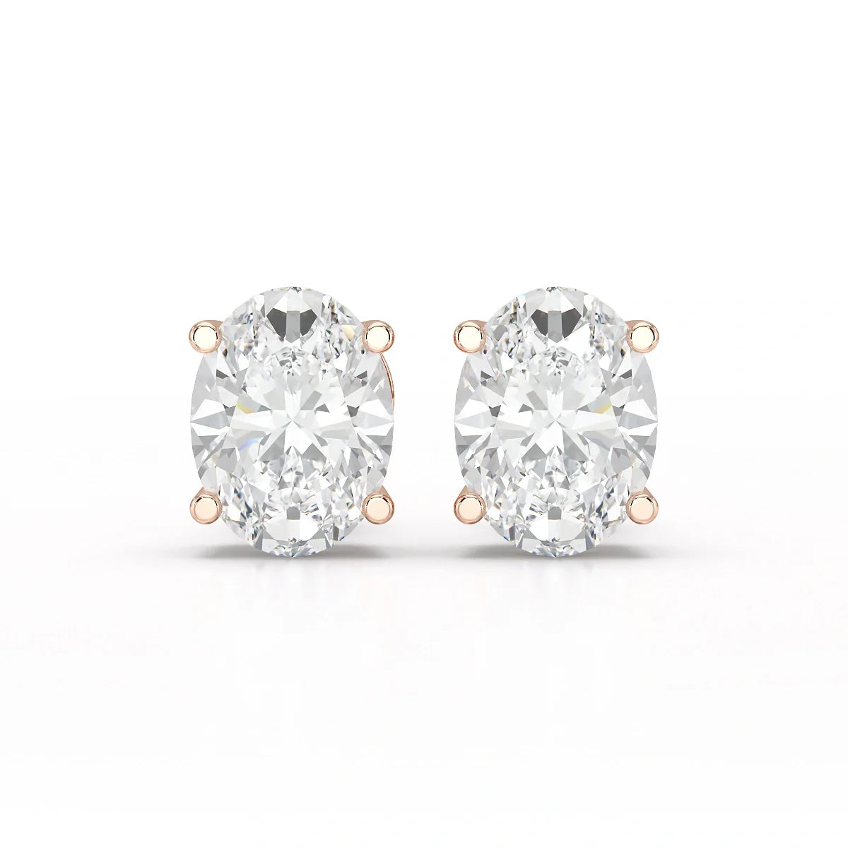 1 CT Oval Pair Solitaire Lab Diamond Stud Earrings
