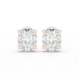 1 CT Oval Pair Solitaire Lab Diamond Stud Earrings