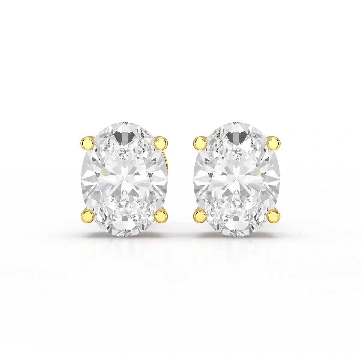 1 CT Oval Pair Solitaire Lab Diamond Stud Earrings