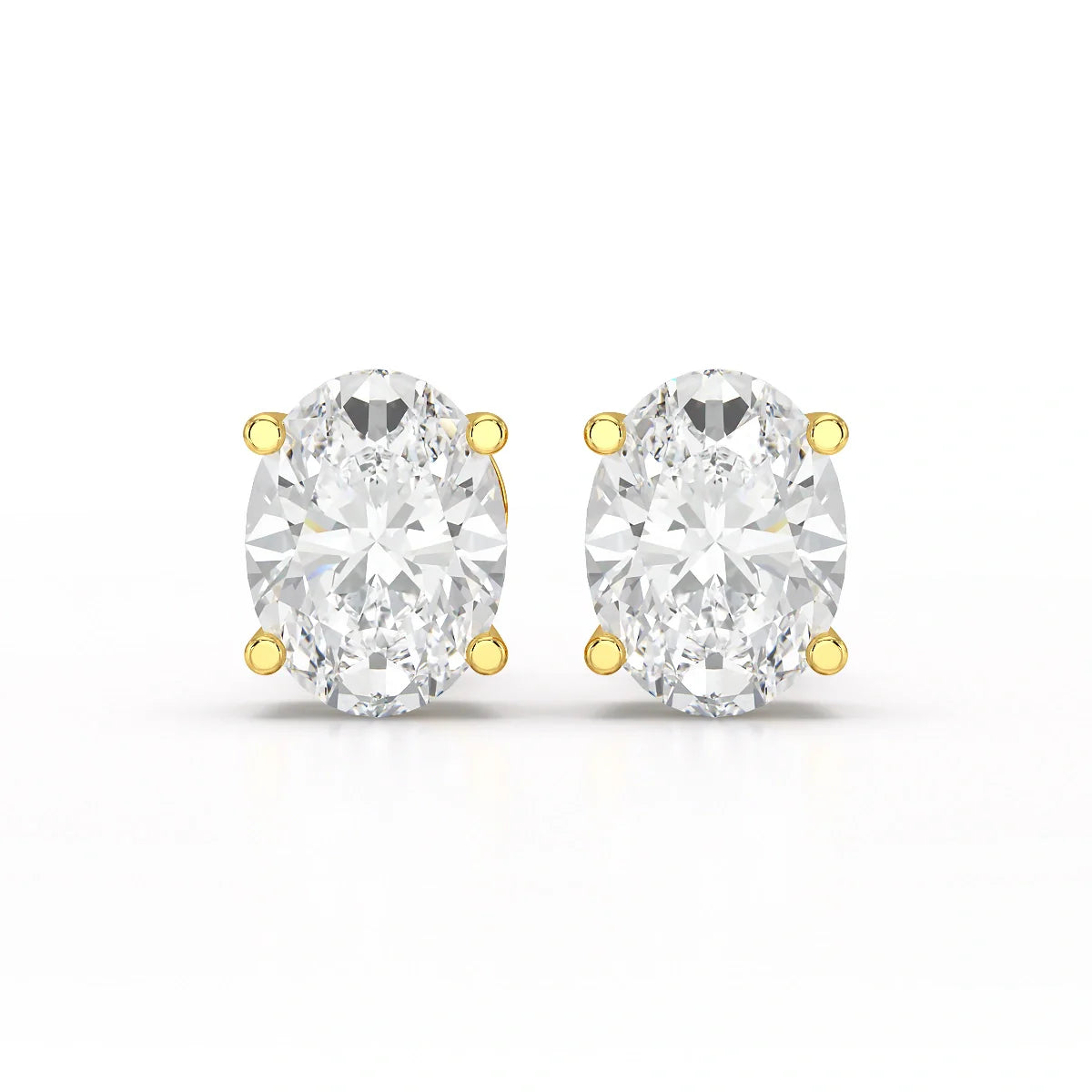 1 CT Oval Pair Solitaire Lab Diamond Stud Earrings
