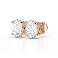 1 CT Oval Pair Solitaire Lab Diamond Stud Earrings