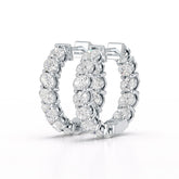Oval Cut Lab Diamond Hoops Earrings