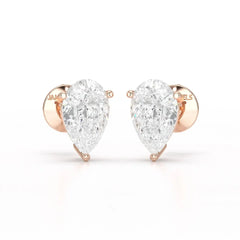 1.0 CT Pear Shaped Lab Diamond Stud Earrings
