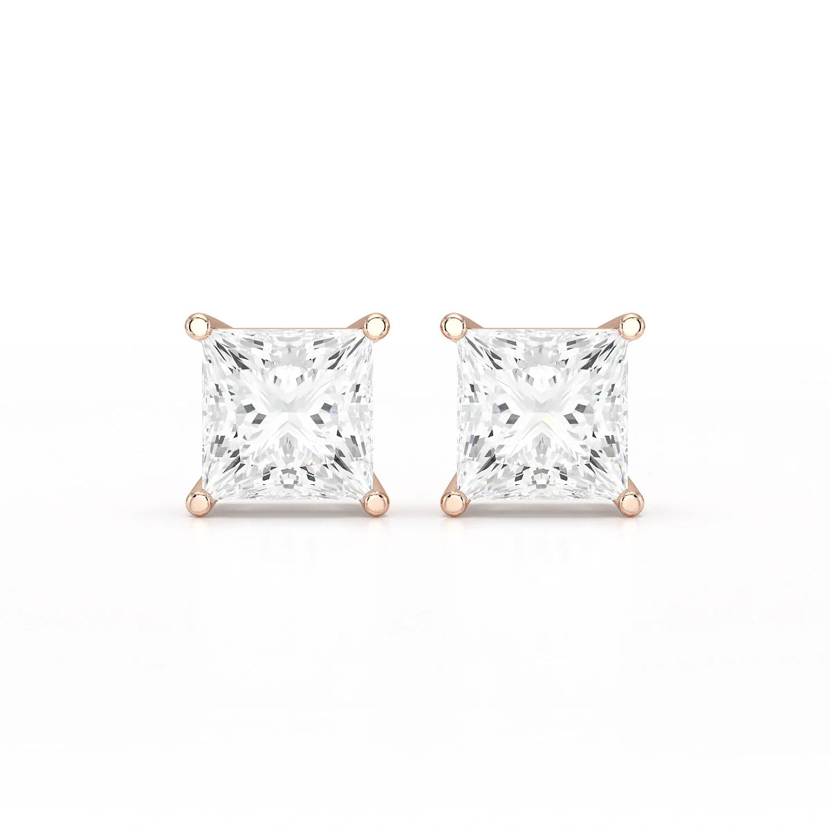 Single Princess Cut Lab Diamond Stud Earrings