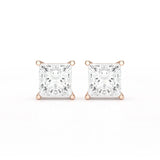 Single Princess Cut Lab Diamond Stud Earrings