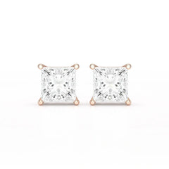 Single Princess Cut Lab Diamond Stud Earrings