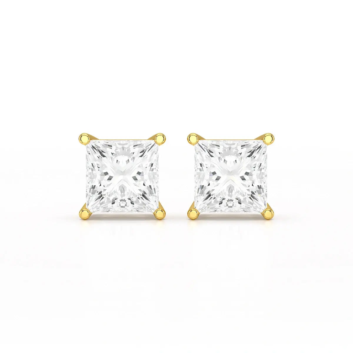 Single Princess Cut Lab Diamond Stud Earrings
