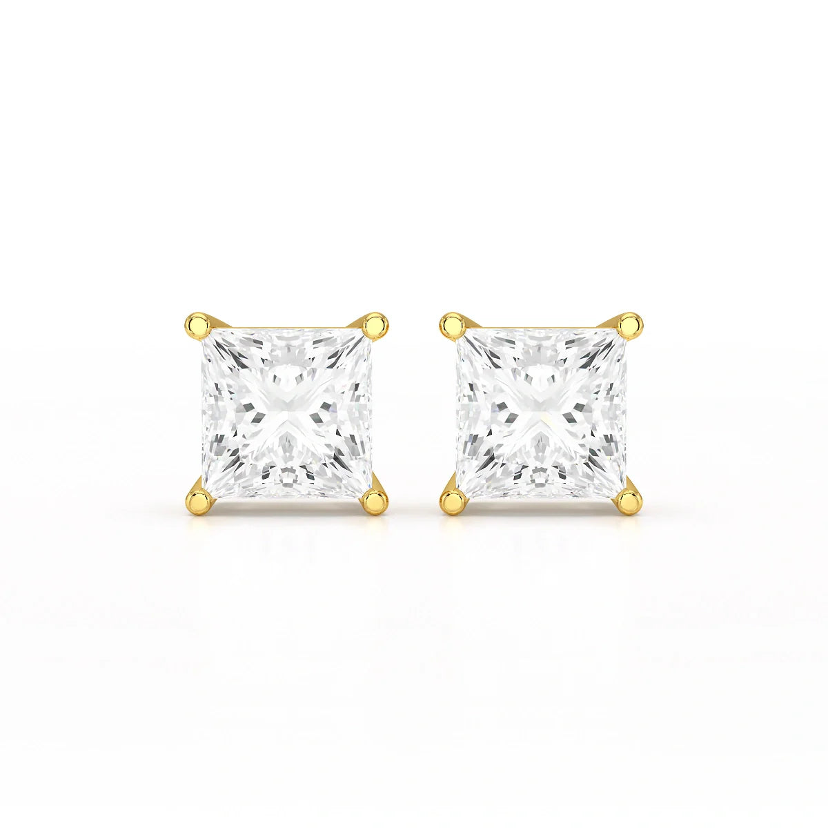 Single Princess Cut Lab Diamond Stud Earrings