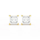 Single Princess Cut Lab Diamond Stud Earrings