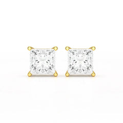 Single Princess Cut Lab Diamond Stud Earrings