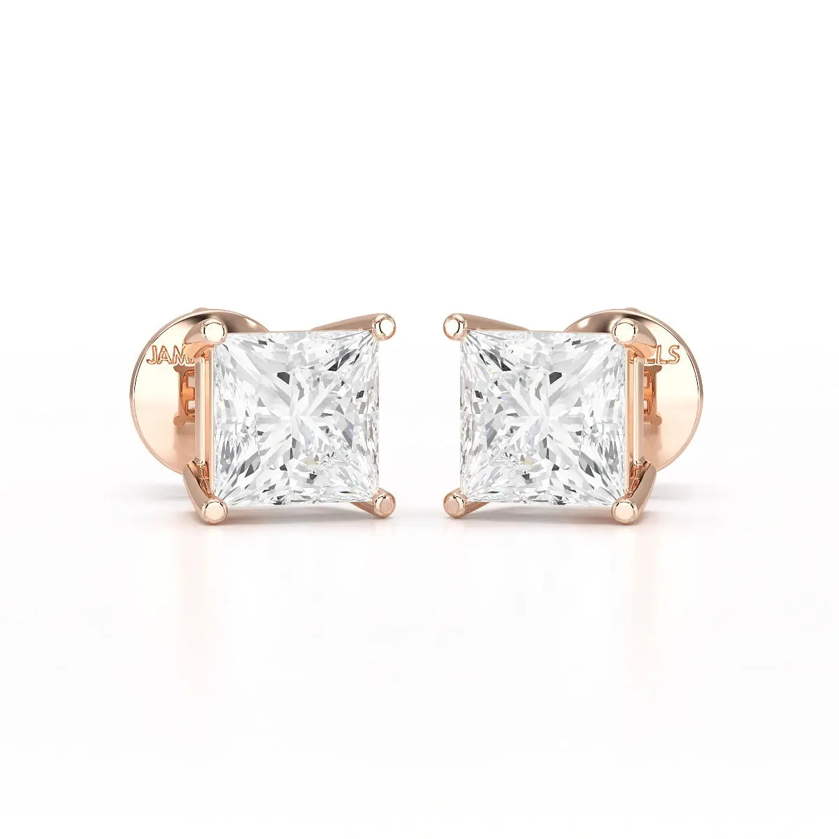 Single Princess Cut Lab Diamond Stud Earrings